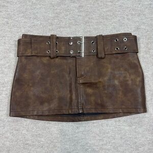 Vintage Brown Mini Skirt with Belt Detail